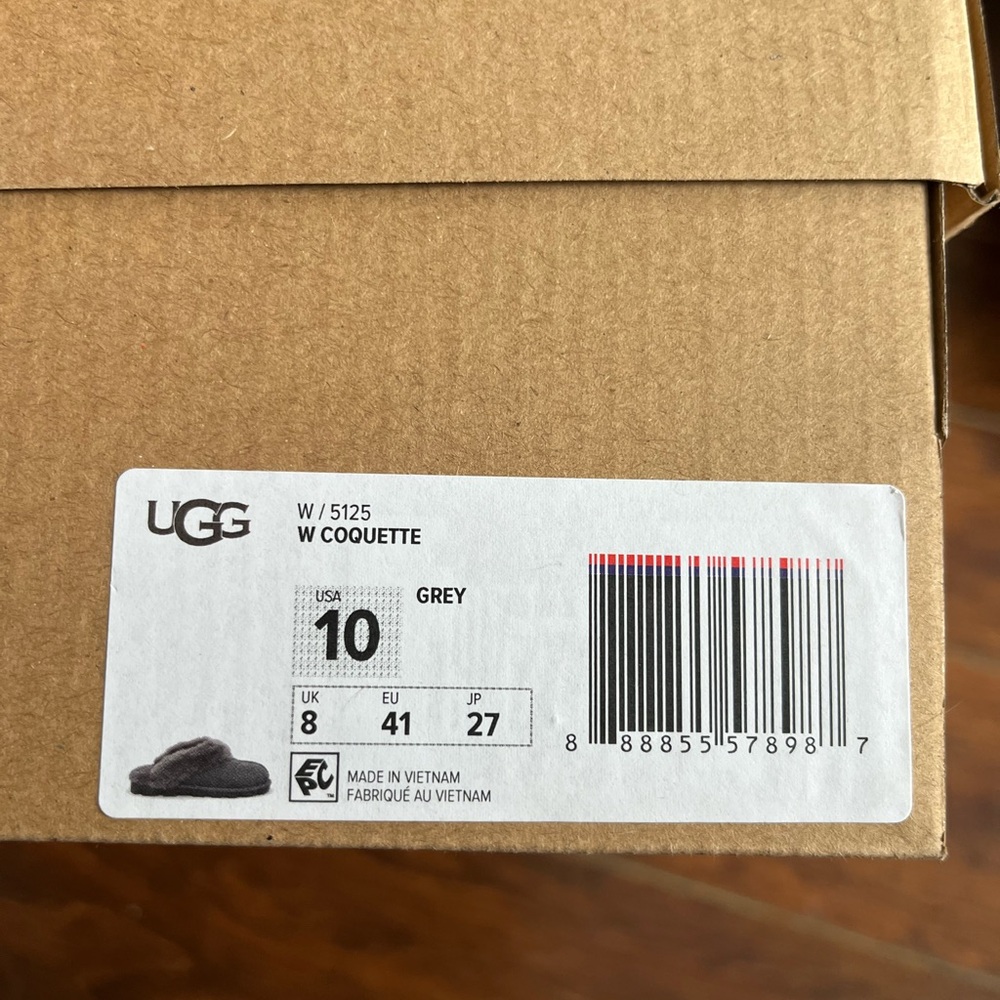 New UGG Coquette grey slippers, Size US 10 - Picture 2 of 6